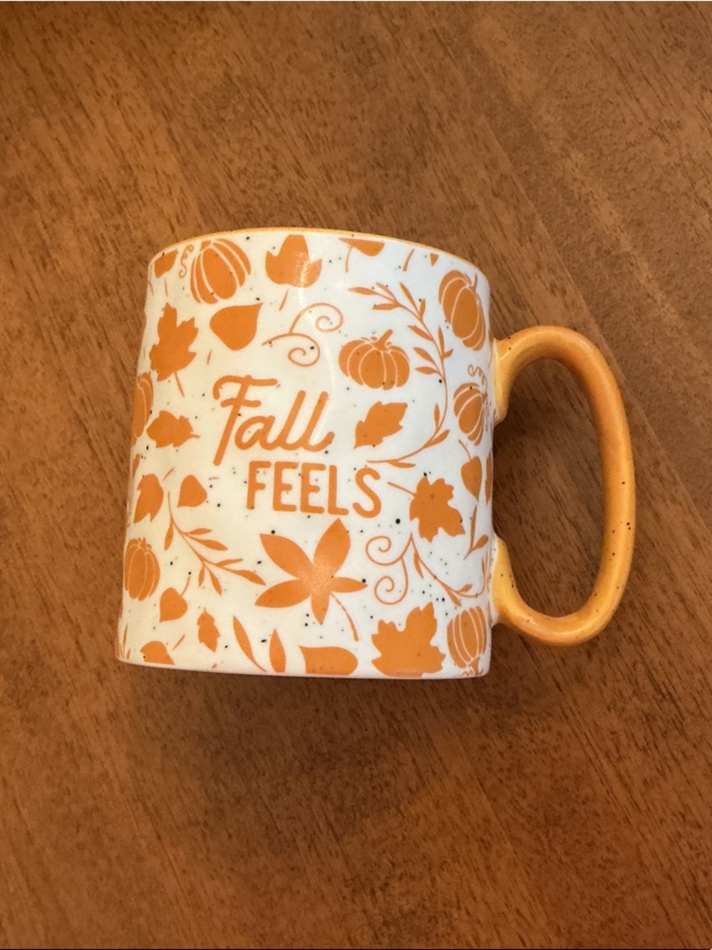 Artisan Orange and White 'Fall Feels' Ceramic Mug